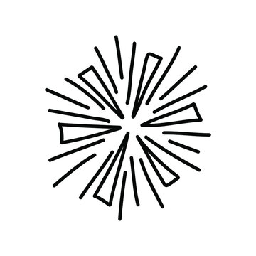 Cute doodle firework icon. Hand drawn vector illustration. Festive elements for greeting cards, posters, stickers decoration decor. Isolated on white background