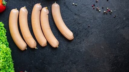 sausage vegetable protein seitan meatless soy wheat vegetarian or vegan snack on the table healthy...