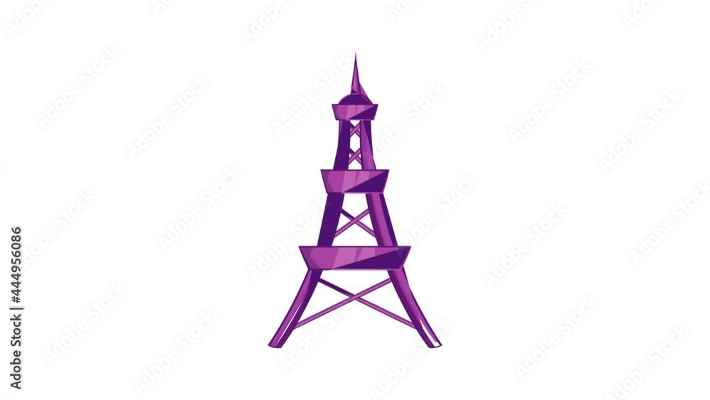 Poster eiffel tower icon animation cartoon best object isolated on white background