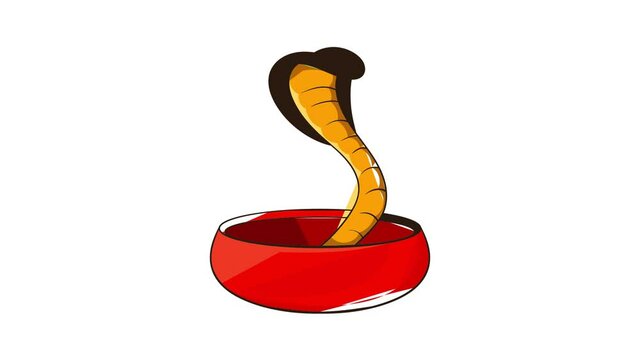 Cobra snake coming out of a bowl icon animation cartoon best object isolated on white background
