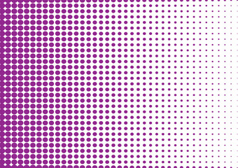 Dotted retro backdrop, panels with dots, points, circles, rounds. Comic pattern. Halftone background. Purple and white color. Design element for web banners, posters, cards, wallpaper, sites.