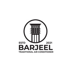 Traditional wind tower logo design