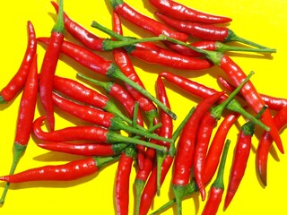 chili peppers on a yellow background