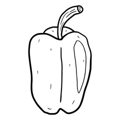 Cartoon doodle linear pepper isolated on white background. Vegetable icon in hand drawn childlike style.