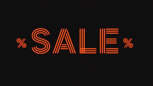 SALE letters reveal with lines. Bright glowing golden colors on dark background.