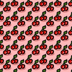 seamless pattern of red berry fruit