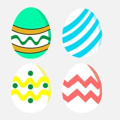 Happy easter. Set of Easter eggs with different patterns on a white background. Spring holiday. Vector illustration. Happy Easter eggs