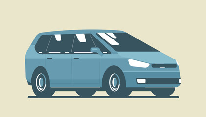 Minivan car isolated. Vector flat style illustration