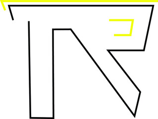 Black and yellow stylish and elegant letter TR signature logo for company name or initial 