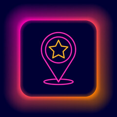 Glowing neon line USA Independence day icon isolated on black background. 4th of July. United States of America country. Colorful outline concept. Vector