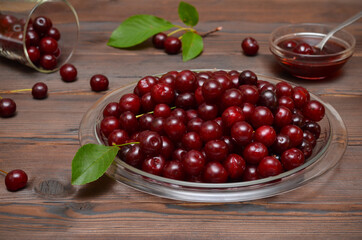 mouth-watering ripe cherries and cherry jam