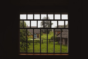 view from the window on a picturesque rural landscape in summer