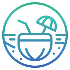Obraz premium Coconut drink , Beach gradient icon.