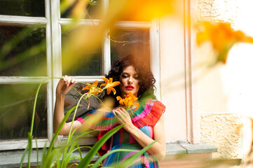 Beautiful woman summer portrait in the city