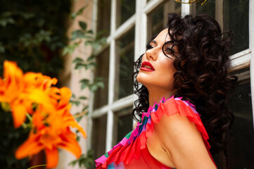 Beautiful woman summer portrait in the city