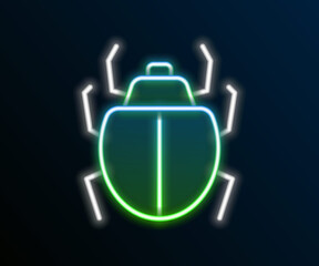 Glowing neon line Mite icon isolated on black background. Colorful outline concept. Vector