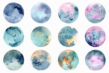 Colorful abstract circle collection with watercolor