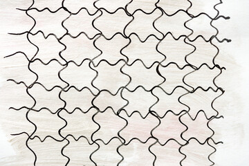 black and white puzzle background - or wavy vertical and horizontal lines in black ink crossing at about 90 degrees
