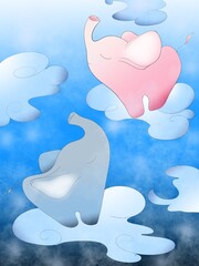 illustration of elephants in the clouds 