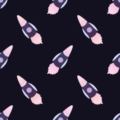 cute pattern with rockets for kids