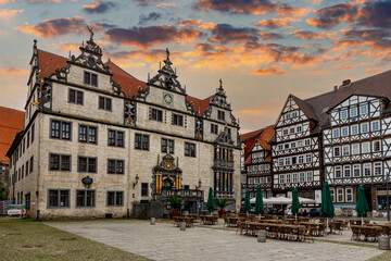 Fototapeta na wymiar The historic town hall of Hannoversch Münden in Lower Saxony