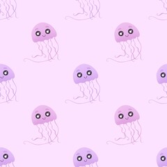 Fototapeta premium cute pattern with colorful jellyfish