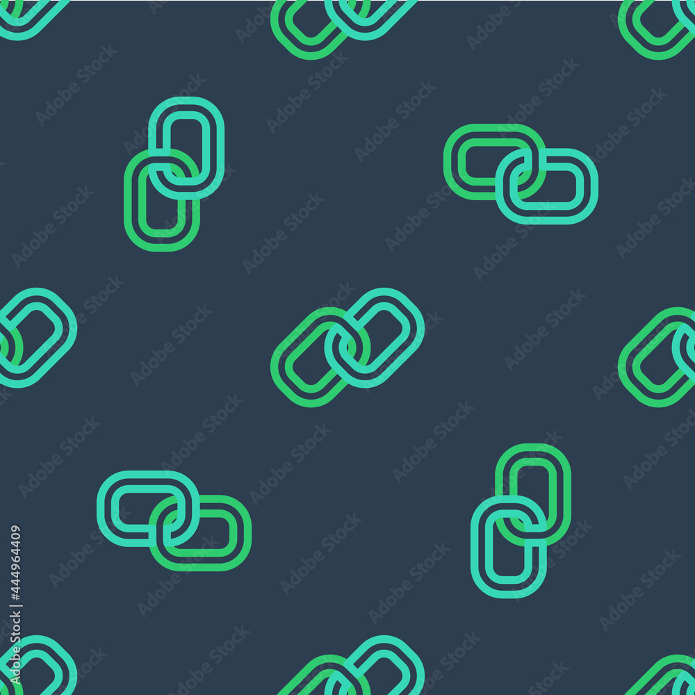 Poster line chain link icon isolated seamless pattern on blue background. link single. hyperlink chain symb
