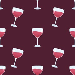 pattern with glasses with wine