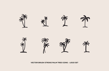 Trendy Vector Brush Stroke Palm Tree  Icon - Logo Set © PipeAmaya
