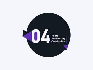 4 Years Anniversary Celebration badge with banner image isolated on white background