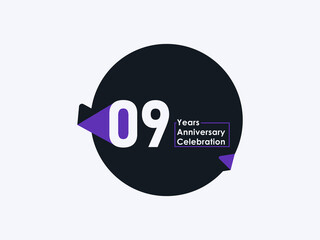 9 Years Anniversary Celebration badge with banner image isolated on white background