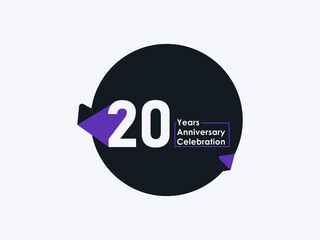 20 Years Anniversary Celebration badge with banner image isolated on white background