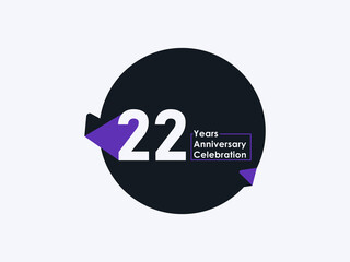 22 Years Anniversary Celebration badge with banner image isolated on white background