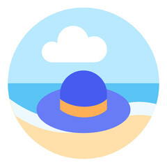 Hat , Beach flat icon.