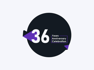 36 Years Anniversary Celebration badge with banner image isolated on white background