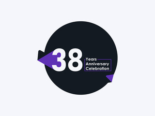 38 Years Anniversary Celebration badge with banner image isolated on white background