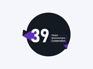 39 Years Anniversary Celebration badge with banner image isolated on white background