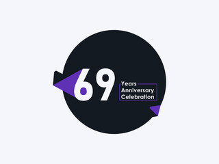 69 Years Anniversary Celebration badge with banner image isolated on white background