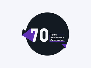 70 Years Anniversary Celebration badge with banner image isolated on white background
