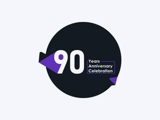 90 Years Anniversary Celebration badge with banner image isolated on white background