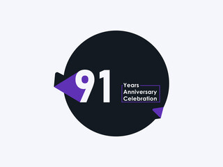 91 Years Anniversary Celebration badge with banner image isolated on white background