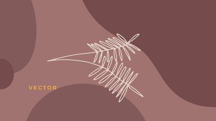 Abstract organic background vector. Earth tone minimal style wallpaper with foliage line art floral and botanical leaves, Organic shapes. Vector background for cover, banner, poster, Web and packaging