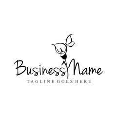 Flower Calla Lily and Butterfly Logo Design Vector Image