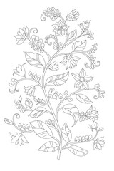 Fototapeta na wymiar graceful abstract tree with fancy flowers for your coloring book