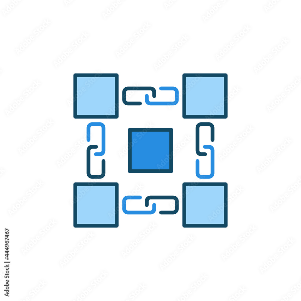 Poster vector blockchain - blocks with chain concept blue icon
