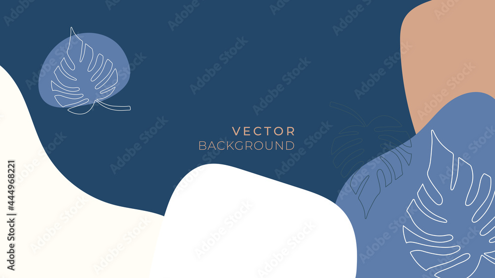 Poster fashion abstract background with organic shapes and hand draw line in earth tone color. modern desig