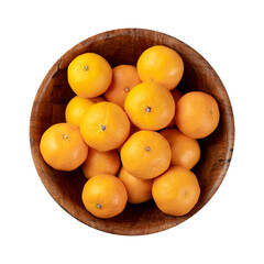 Mini tangerines in a bowl isolated over white background
