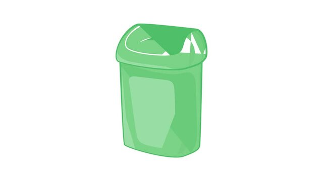 Turquoise trash can icon animation cartoon best object isolated on white background