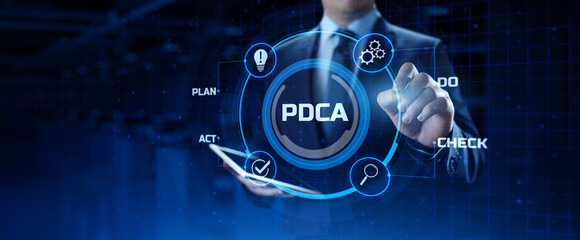 PDCA Plan Do Act Check Business technology concept.