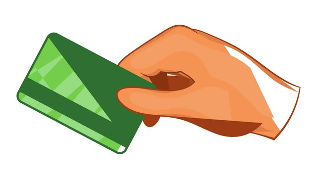 Hand with hotel room key card icon animation cartoon best object isolated on white background